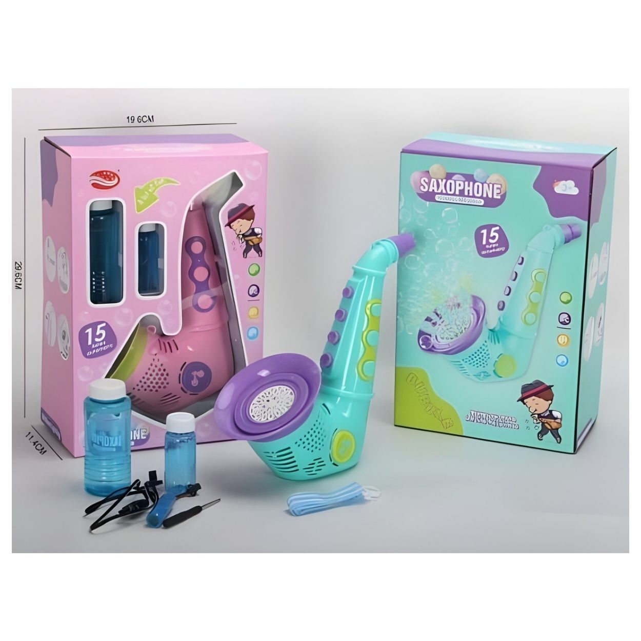 SAXOFÓN BURBUJERO MUSICAL RECARGABLE CON LUCES COLOR ROSADO - JUGUETE INTERACTIVO - 4