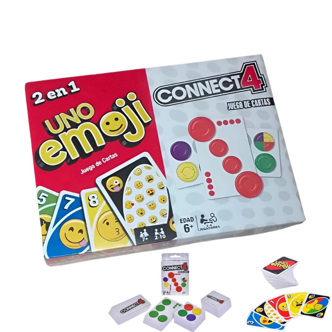 SET JUEGOS DE MESA UNO EMOJI + CONNECT 4 DE CARTAS - 1