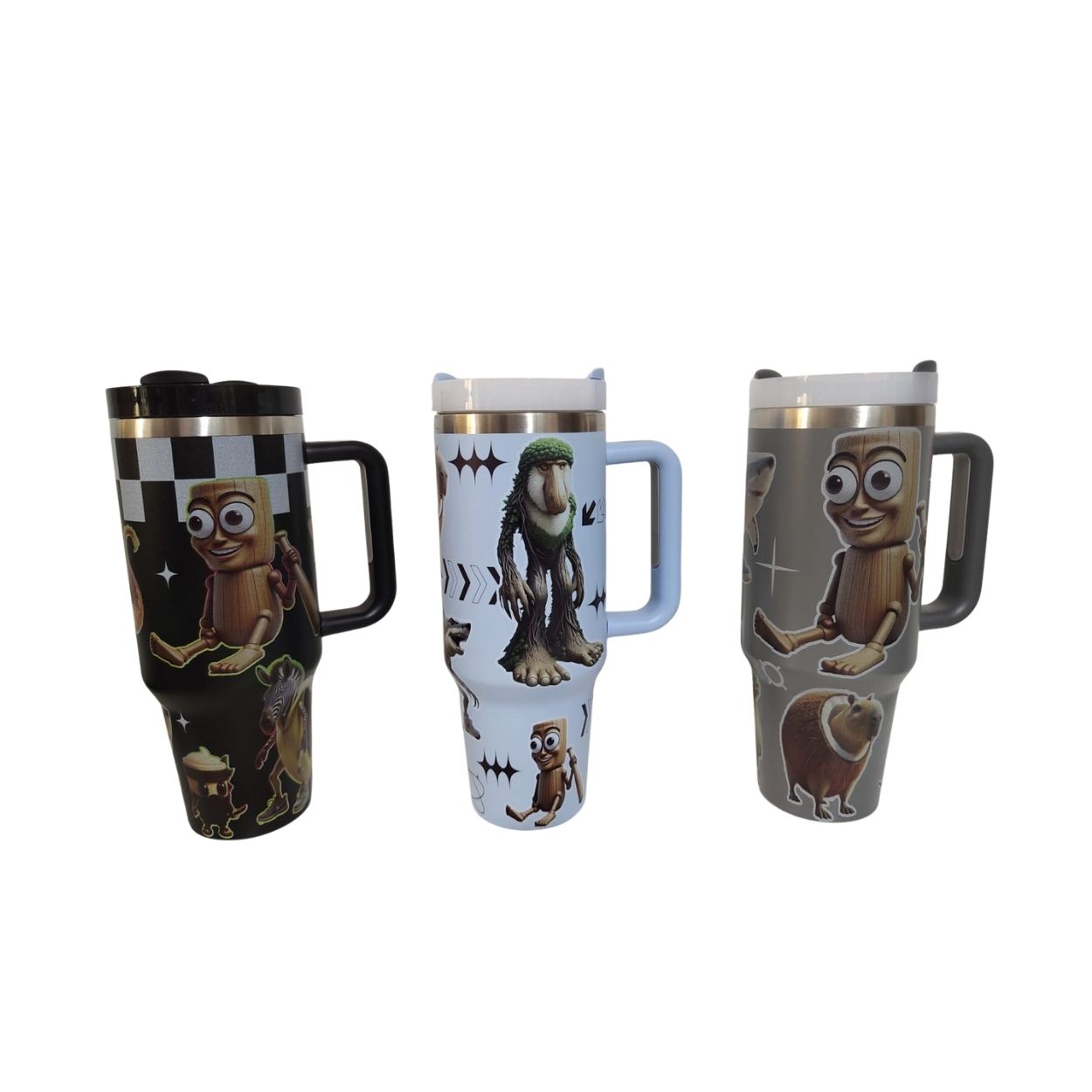 VASO TÉRMICO 40OZ DISEÑO BRAINROT MEME TRALALERO 1200ML CON ASA Y SORBETE - 1