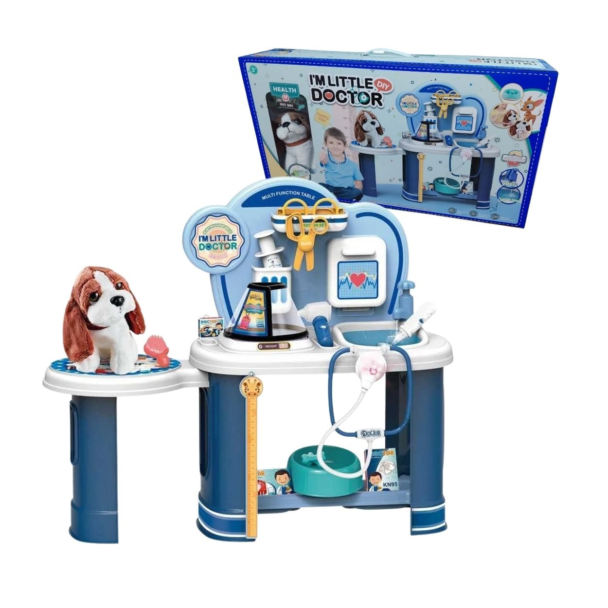 SET DE VETERINARIO PARA NIÑOS CON PERRITO DE PELUCHE JUGUETE EDUCATIVO DOCTOR - CELESTE - 1