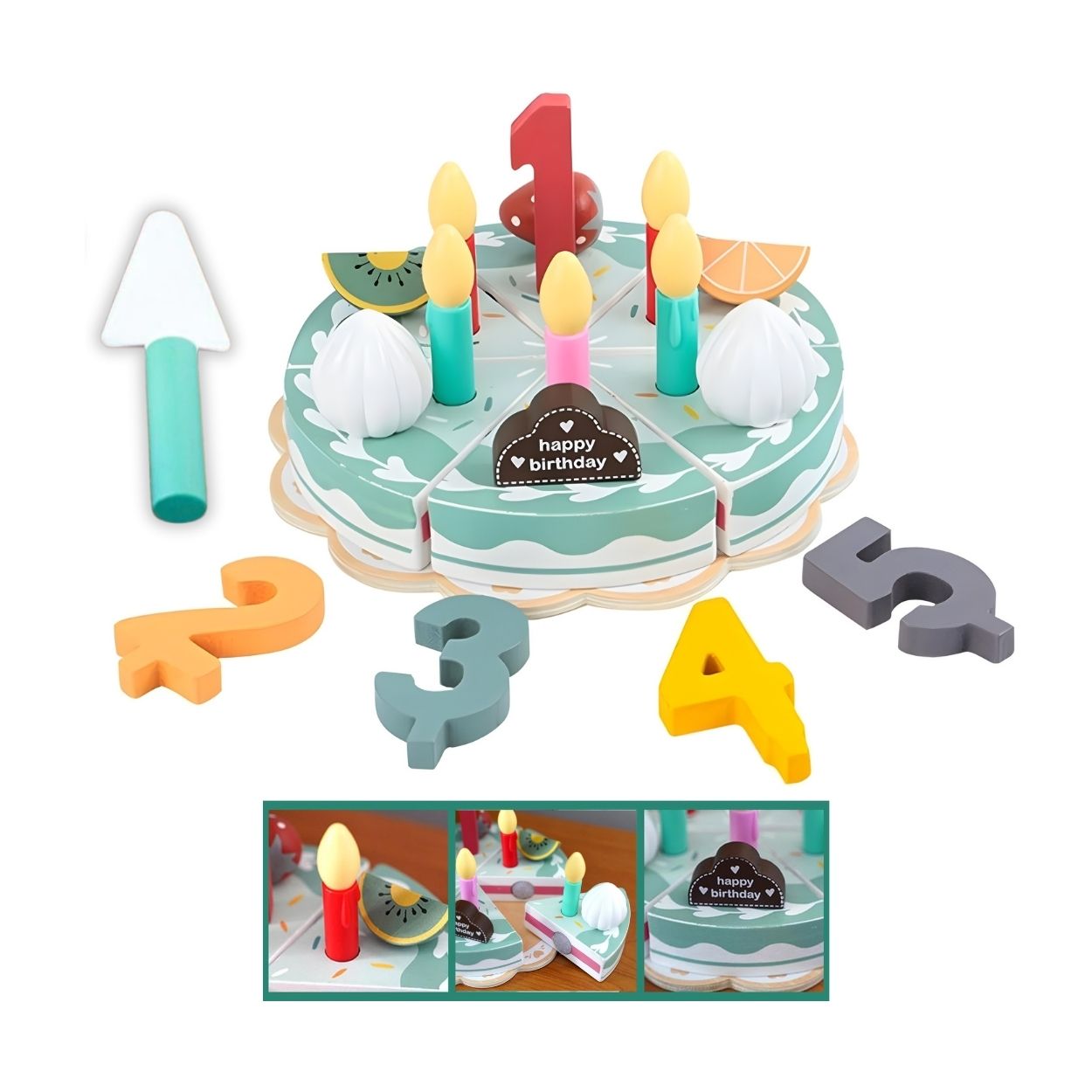 SET TORTA DE CUMPLEAÑOS MONTESSORI - JUGUETE ROMPECABEZAS DE MADERA 24PCS - 1