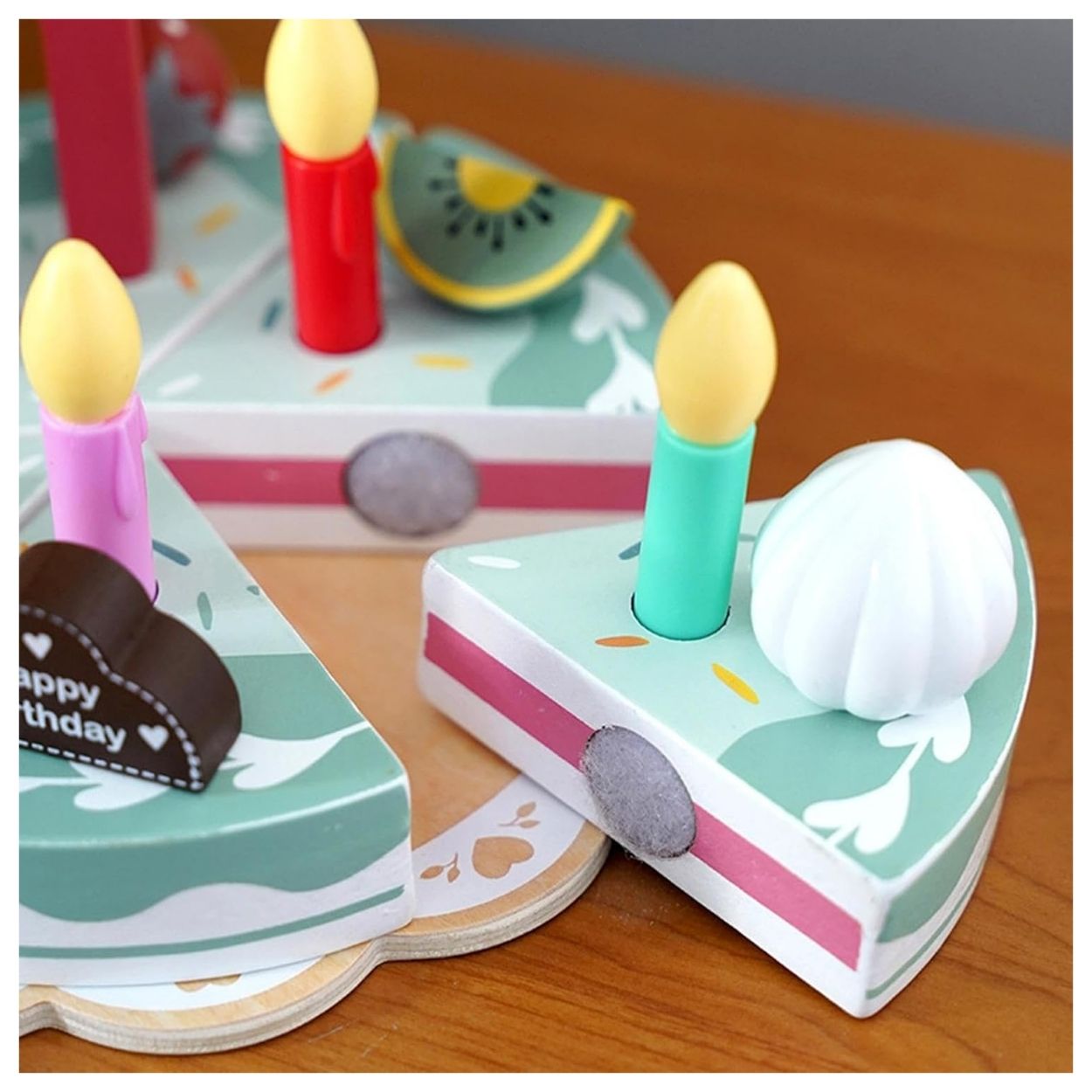 SET TORTA DE CUMPLEAÑOS MONTESSORI - JUGUETE ROMPECABEZAS DE MADERA 24PCS - 2