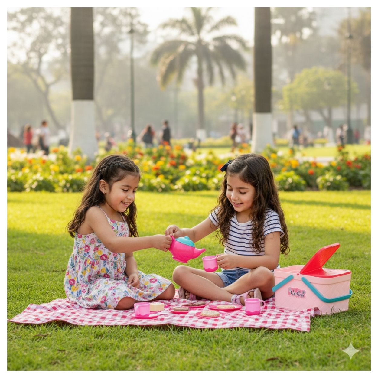 JUEGO DE TE INFANTIL CON CANASTA PORTATIL Y MANTEL DE PICNIC 18 PIEZAS - 2