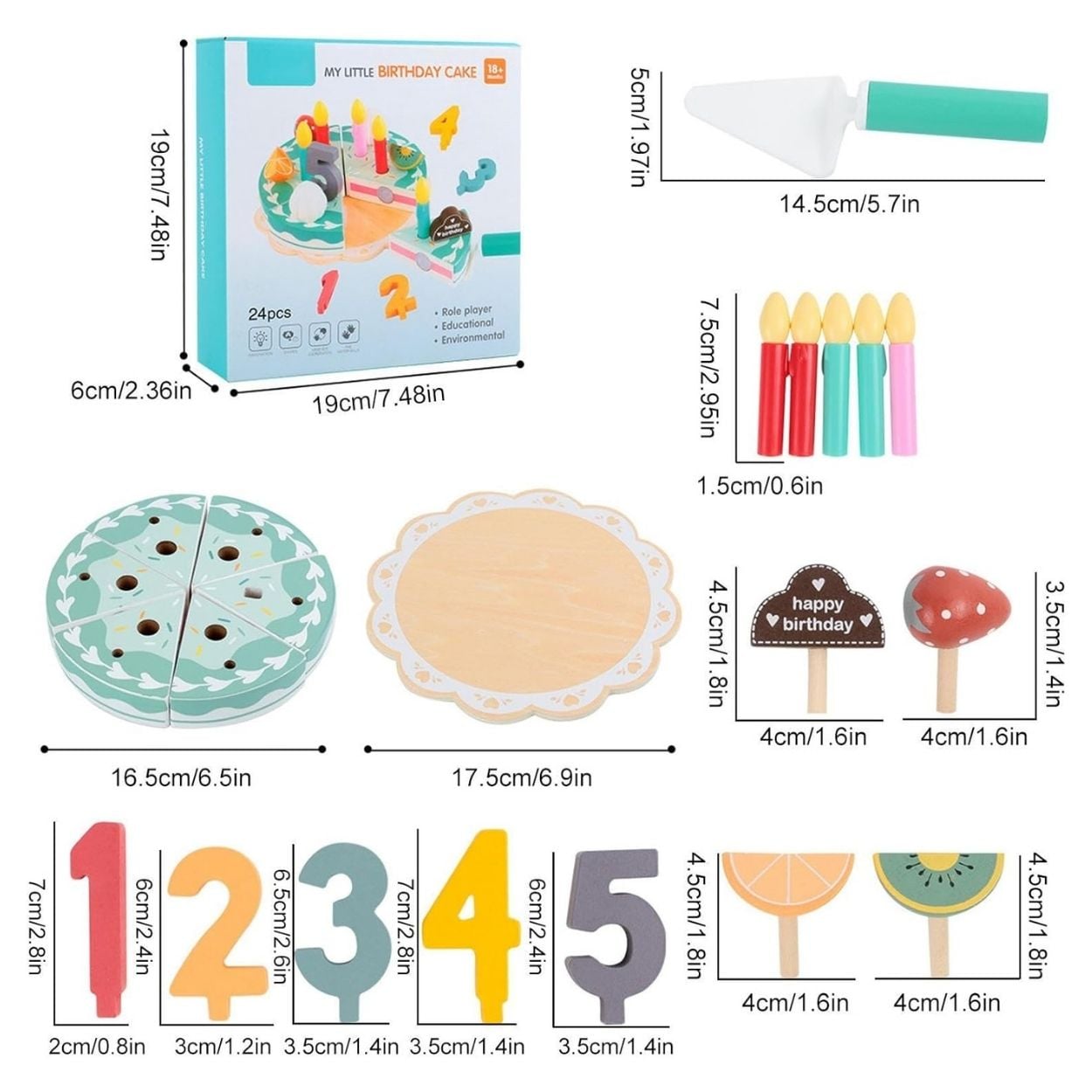 TORTA DE CUMPLEAÑOS Y SOPORTE PARA POSTRES - JUGUETE MONTESSORI 2EN1 - 3