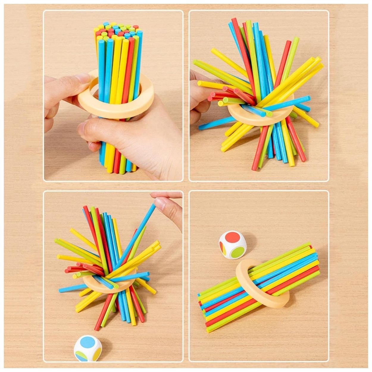 JUEGO DE HABILIDAD MENTAL TORRE DE PALITOS MONTESSORI DE MADERA - 4