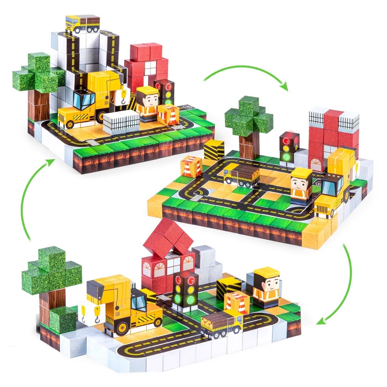 BLOQUES MAGNÉTICOS DE CONSTRUCCIÓN CIUDAD Y GRÚA - COMPATIBLE CON MINECRAFT 100PCS - 3