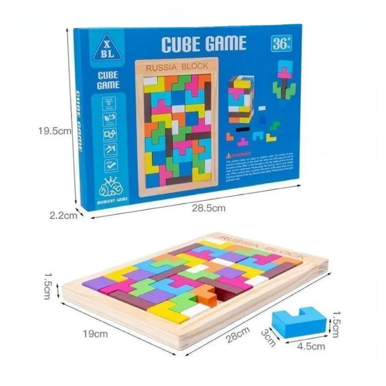 JUEGO DE BLOQUES DE MADERA TIPO TETRIS CUBO EDUCATIVO MONTESSORI 2 EN 1 - 2