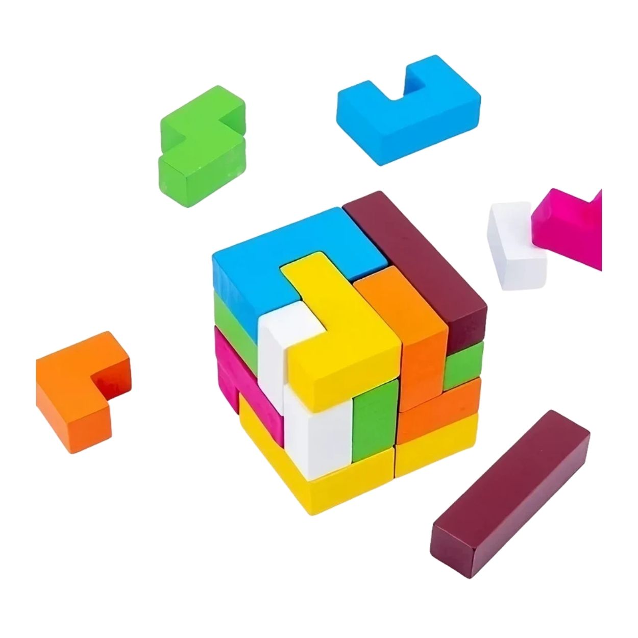 JUEGO DE BLOQUES DE MADERA TIPO TETRIS CUBO EDUCATIVO MONTESSORI 2 EN 1 - 4