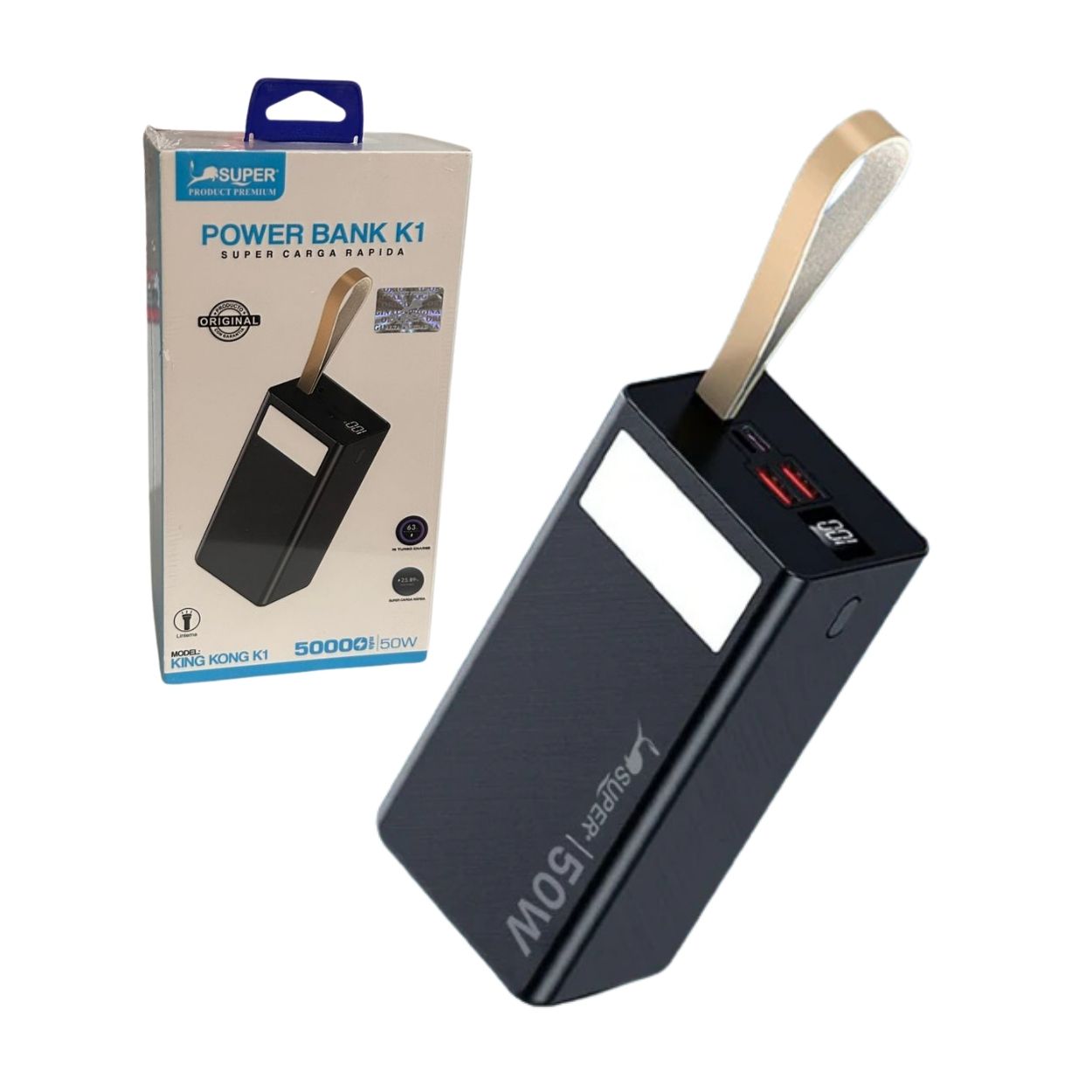 POWER BANK 50000MAH CARGA RÁPIDA 50W KING KONG K1 + LINTERNA - 1