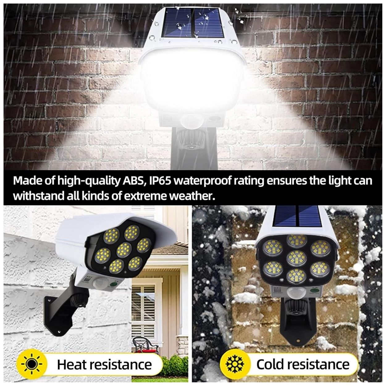 PACK X2 FOCOS SOLARES LED CON SENSOR DE MOVIMIENTO TIPO CÁMARA SEGURIDAD EXTERIOR - 5