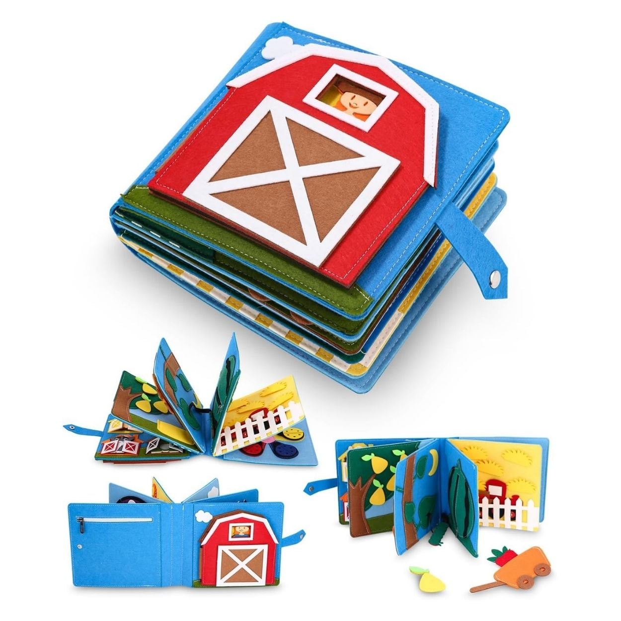 JUGUETE EDUCATIVO MONTESSORI GRANJA LIBRO SENSORIAL DE FIELTRO PARA BEBÉS - 1