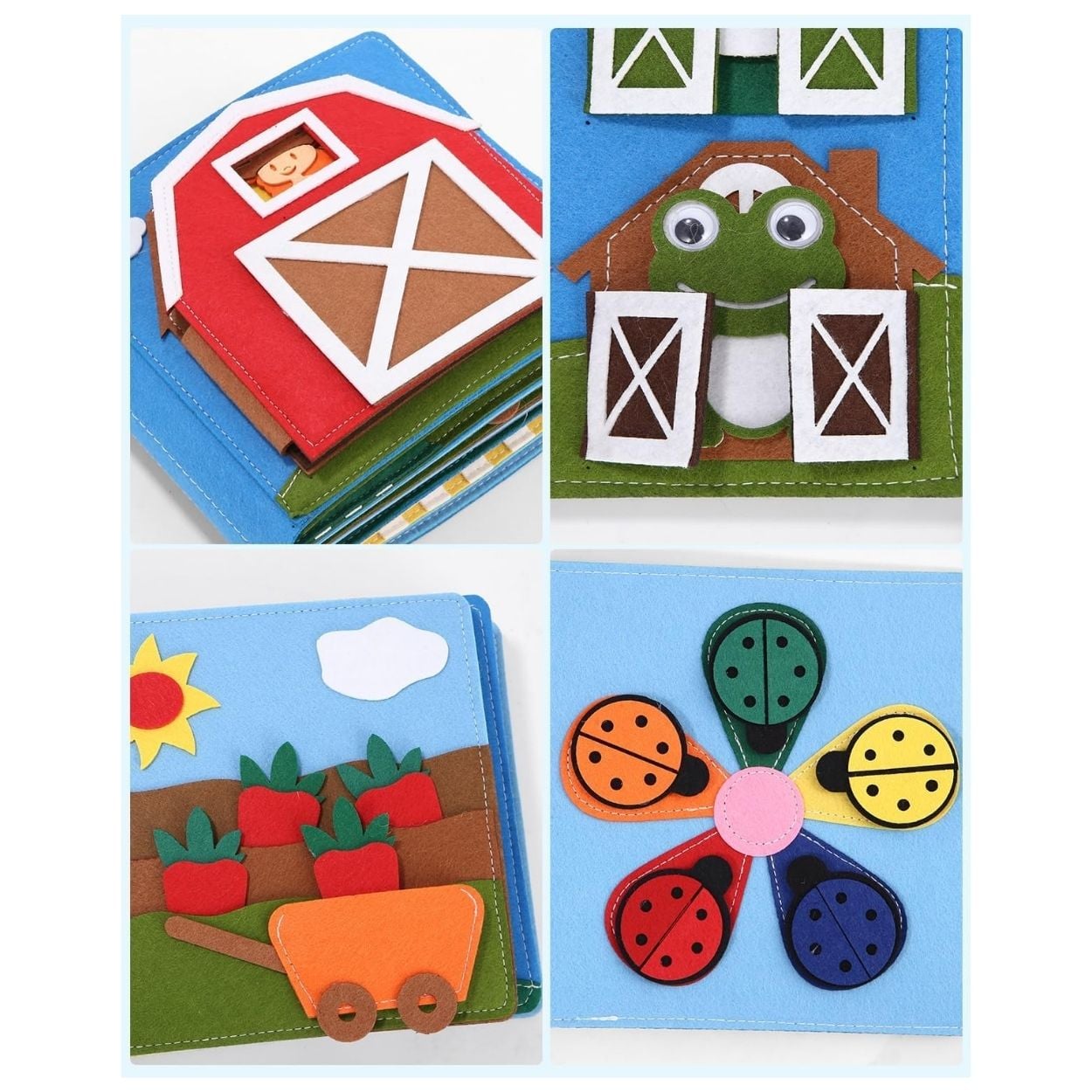 JUGUETE EDUCATIVO MONTESSORI GRANJA LIBRO SENSORIAL DE FIELTRO PARA BEBÉS - 2