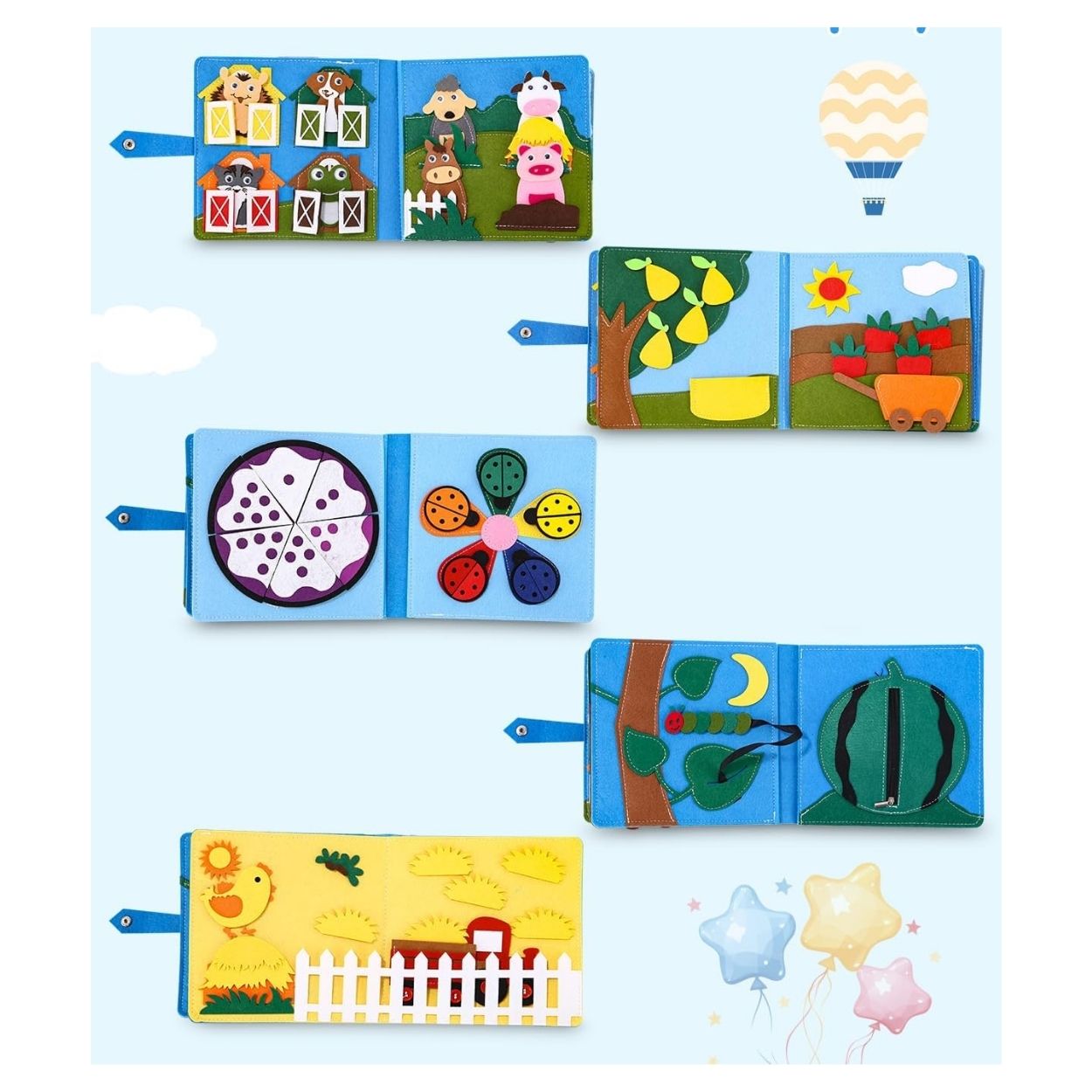 JUGUETE EDUCATIVO MONTESSORI GRANJA LIBRO SENSORIAL DE FIELTRO PARA BEBÉS - 3