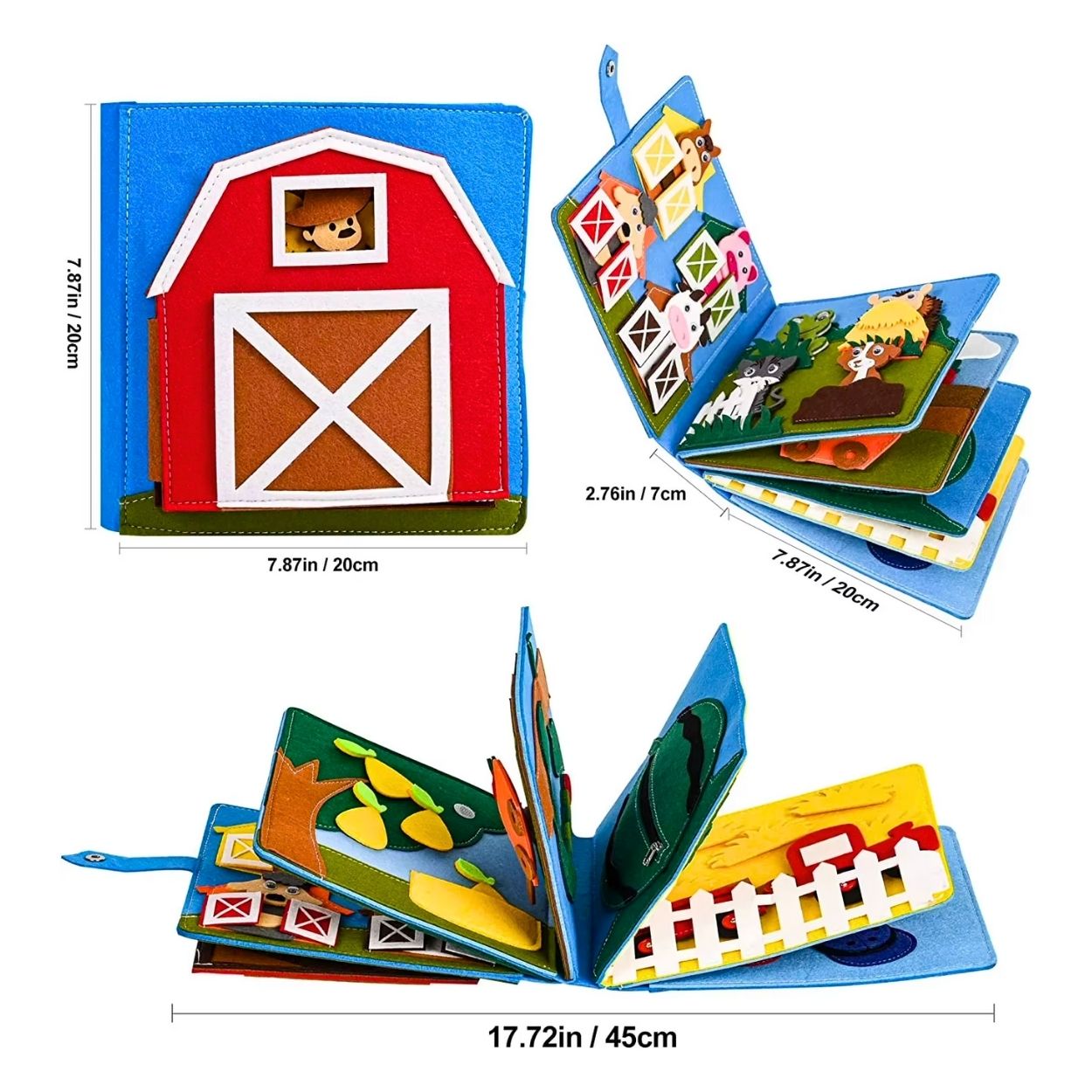 JUGUETE EDUCATIVO MONTESSORI GRANJA LIBRO SENSORIAL DE FIELTRO PARA BEBÉS - 4