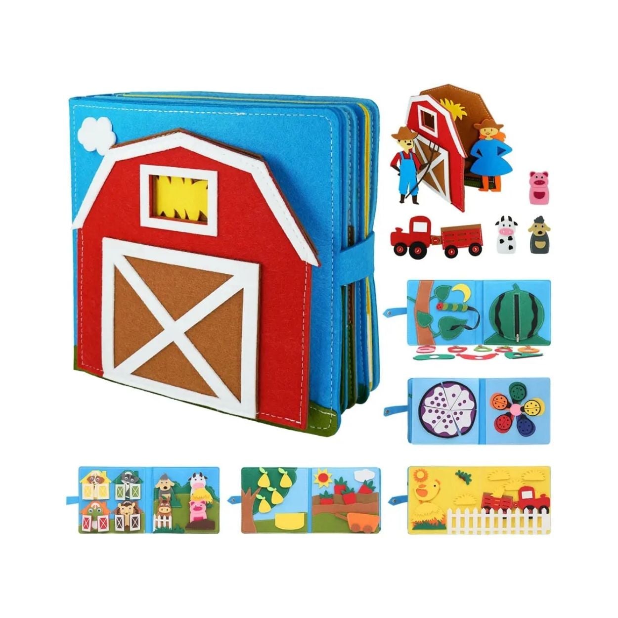 JUGUETE EDUCATIVO MONTESSORI GRANJA LIBRO SENSORIAL DE FIELTRO PARA BEBÉS - 5