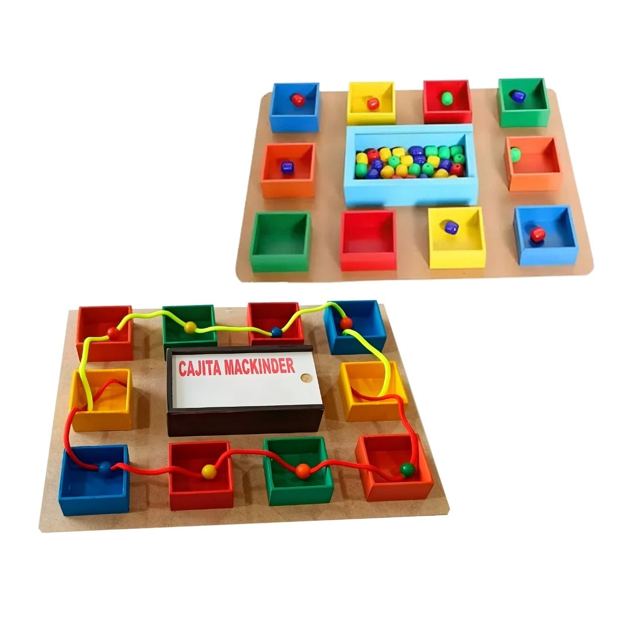 CAJITA MACKINDER CON 100 CUENTAS Y CORDONES - KIT PARA MATEMÁTICAS DIDÁCTICAS - 1