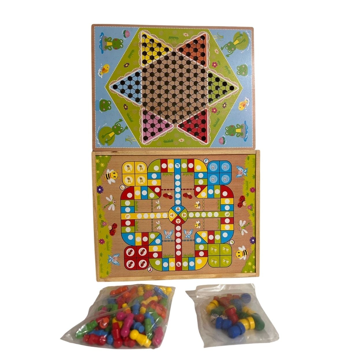 Tablero Multijuego De Madera 4 En 1 Serpientes Escaleras Ludo Y Damas - 2