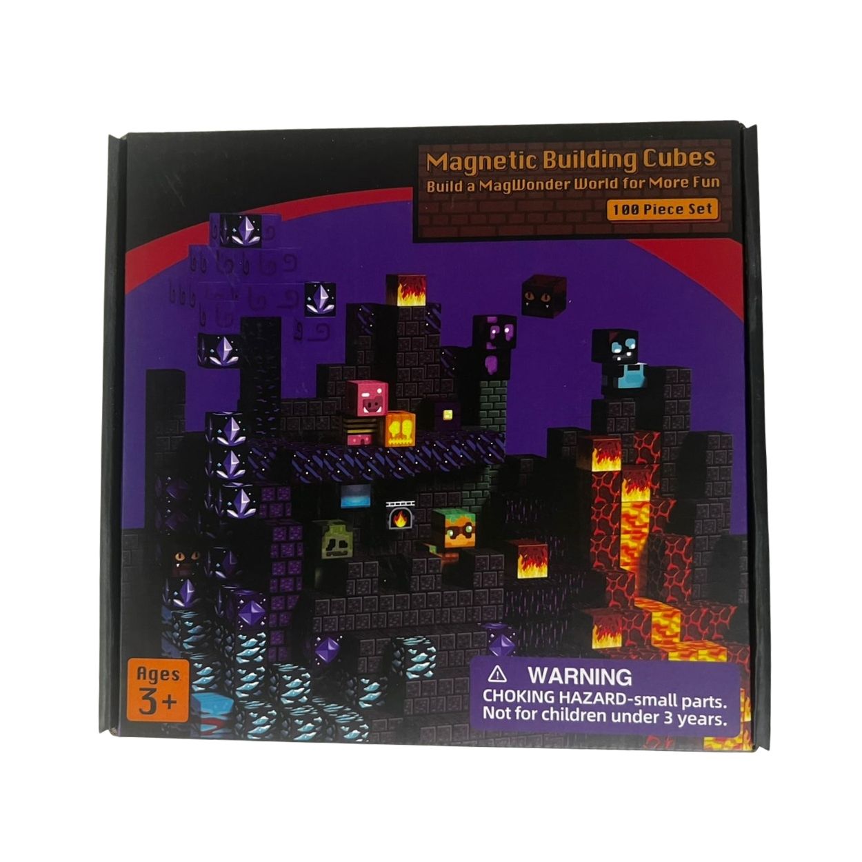SET DE BLOQUES MAGNÉTICOS 100 PZAS DISEÑO MUNDO DE LAVA Y PIEDRA PARA NIÑOS - 4