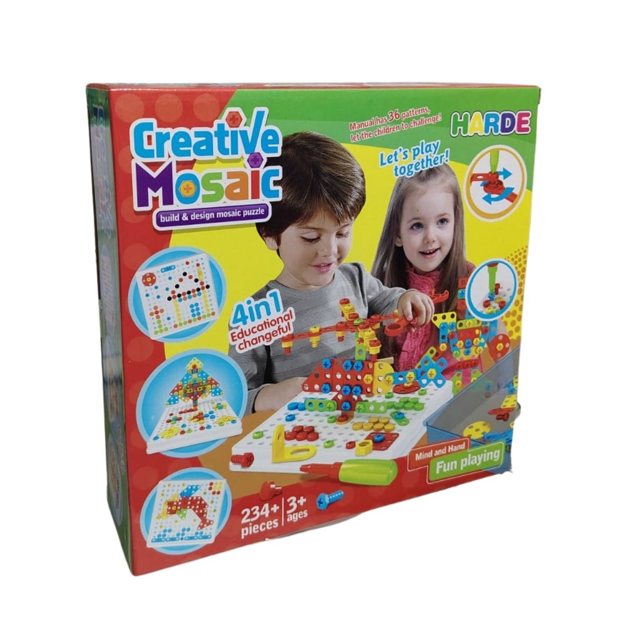 SET DE HERRAMIENTAS Y MOSAICOS PARA NIÑOS - ROMPECABEZAS CREATIVO 3D STEM - 3