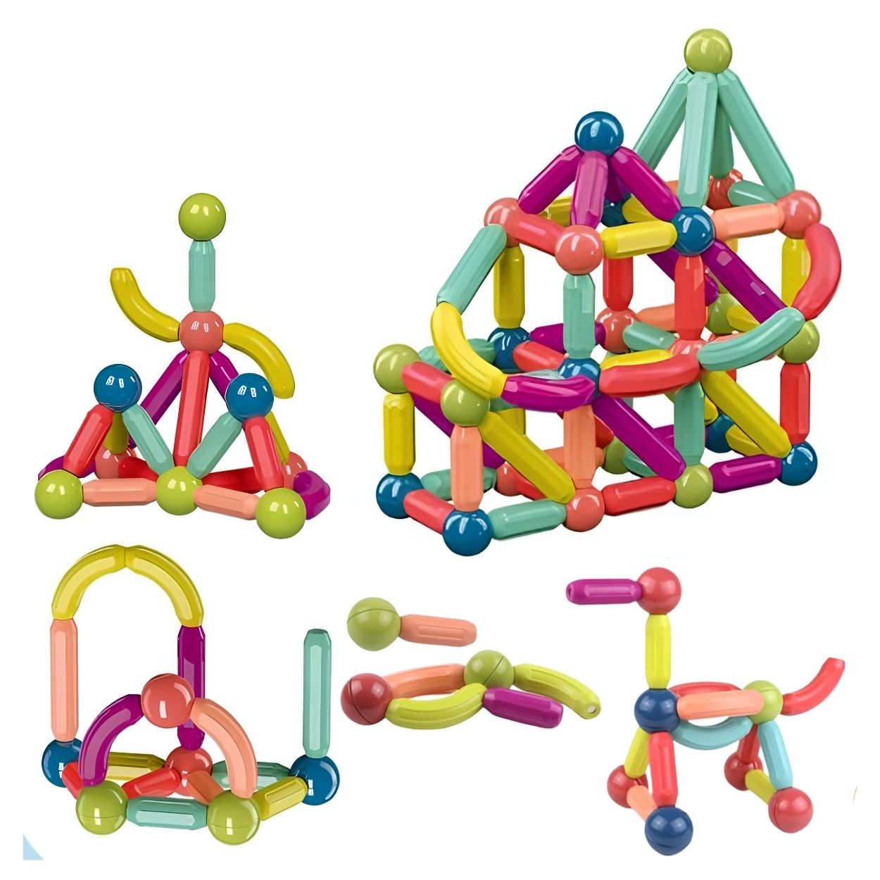 BLOQUES MAGNÉTICOS CONSTRUCCIÓN 3D 84 PCS JUGUETE MONTESSORI - 1