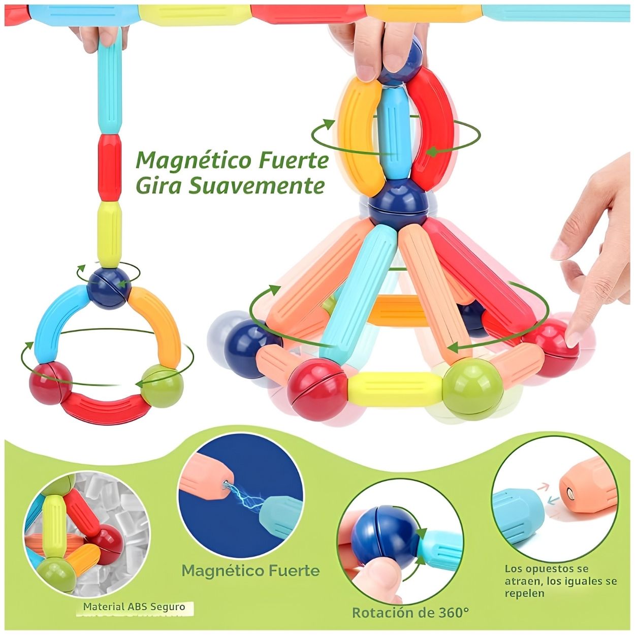 BLOQUES MAGNÉTICOS CONSTRUCCIÓN 3D 84 PCS JUGUETE MONTESSORI - 4