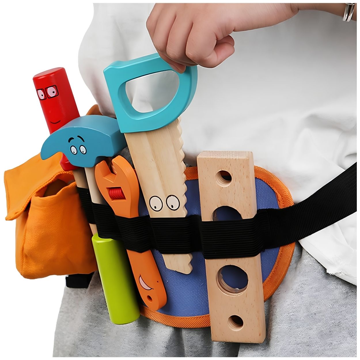 KIT CINTURON HERRAMIENTAS DE MADERA - JUEGO EDUCATIVO DE ROLES - 6