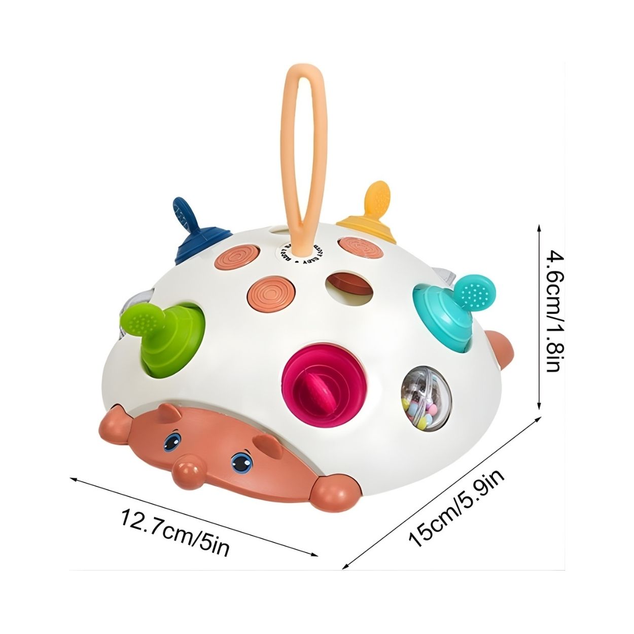 JUGUETE SENSORIAL MONTESSORI ERIZO 4 EN 1 PARA - MORDEDOR Y SONAJA BEBÉ - 4