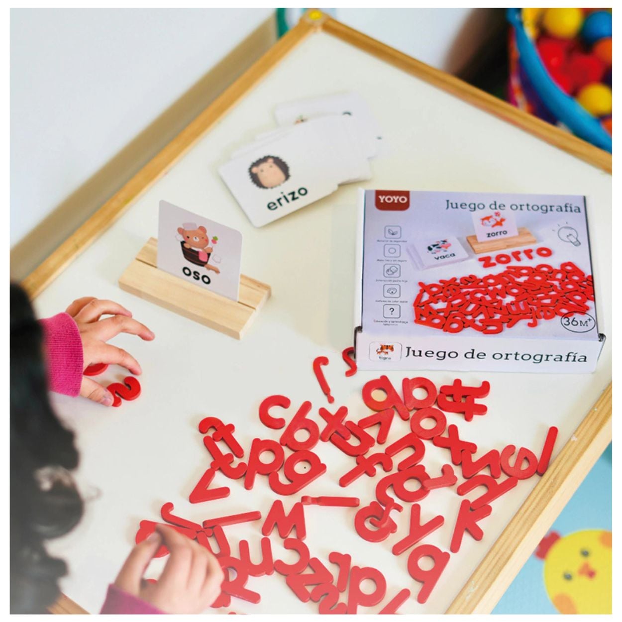 JUEGO DE ORTOGRAFÍA Y LECTOESCRITURA EN ESPAÑOL PARA NIÑOS - MADERA MONTESSORI - 4