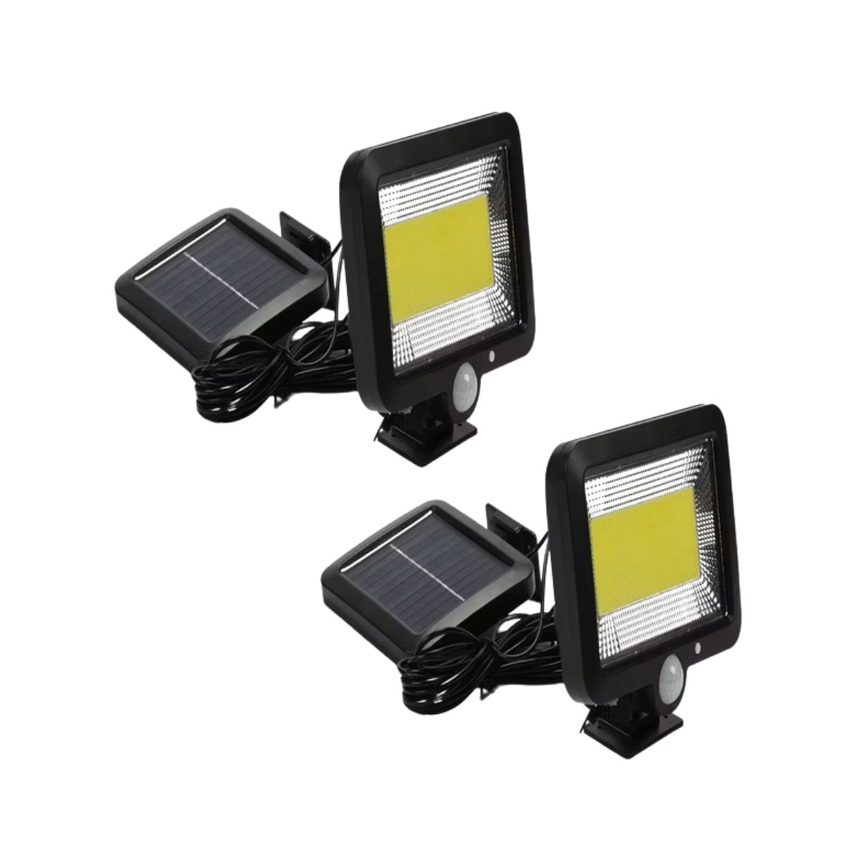 PACK X2 REFLECTORES SOLARES LED CON SENSOR DE MOVIMIENTO IP65 + PANEL INDEPENDIENTE - 1