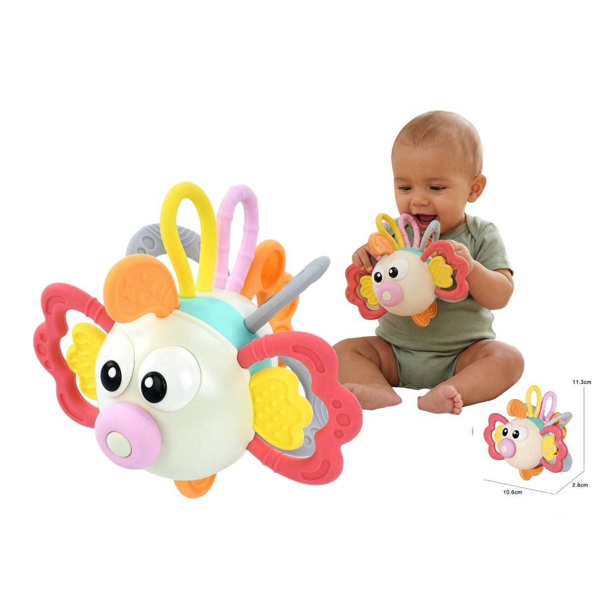 PEZ SONAJERO MOLAR SENSORIAL PARA BEBÉ 3 EN 1 JUGUETE DE ESTIMULACIÓN TEMPRANA - 1