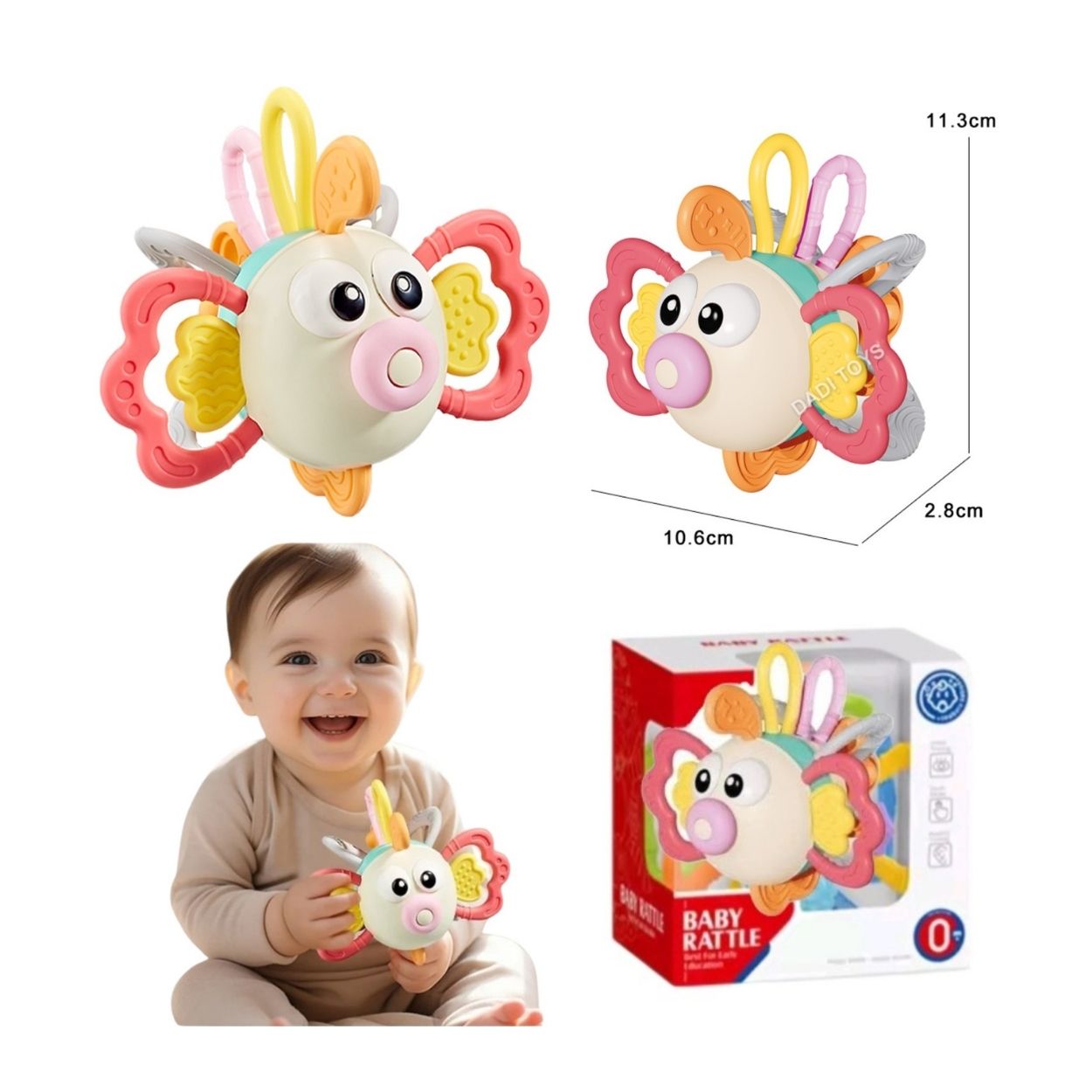 PEZ SONAJERO MOLAR SENSORIAL PARA BEBÉ 3 EN 1 JUGUETE DE ESTIMULACIÓN TEMPRANA - 3