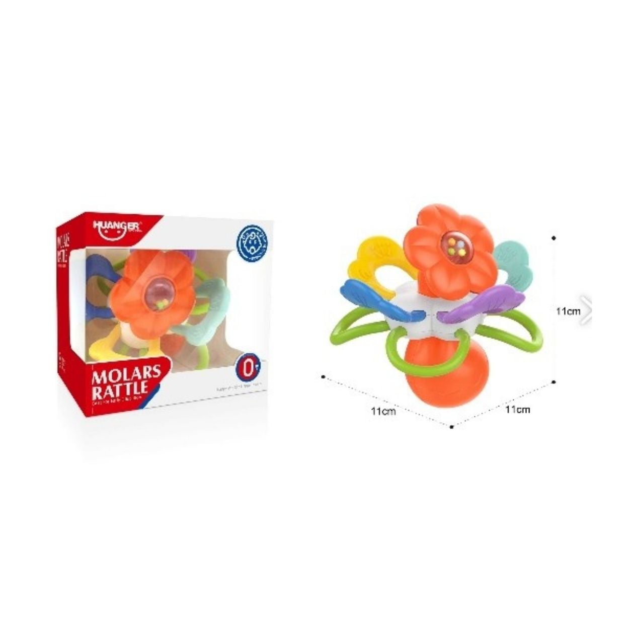 PACK SENSORIAL PARA BEBÉ RODILLO DE GATEO + SONAJERO MOLAR FLOR - 3