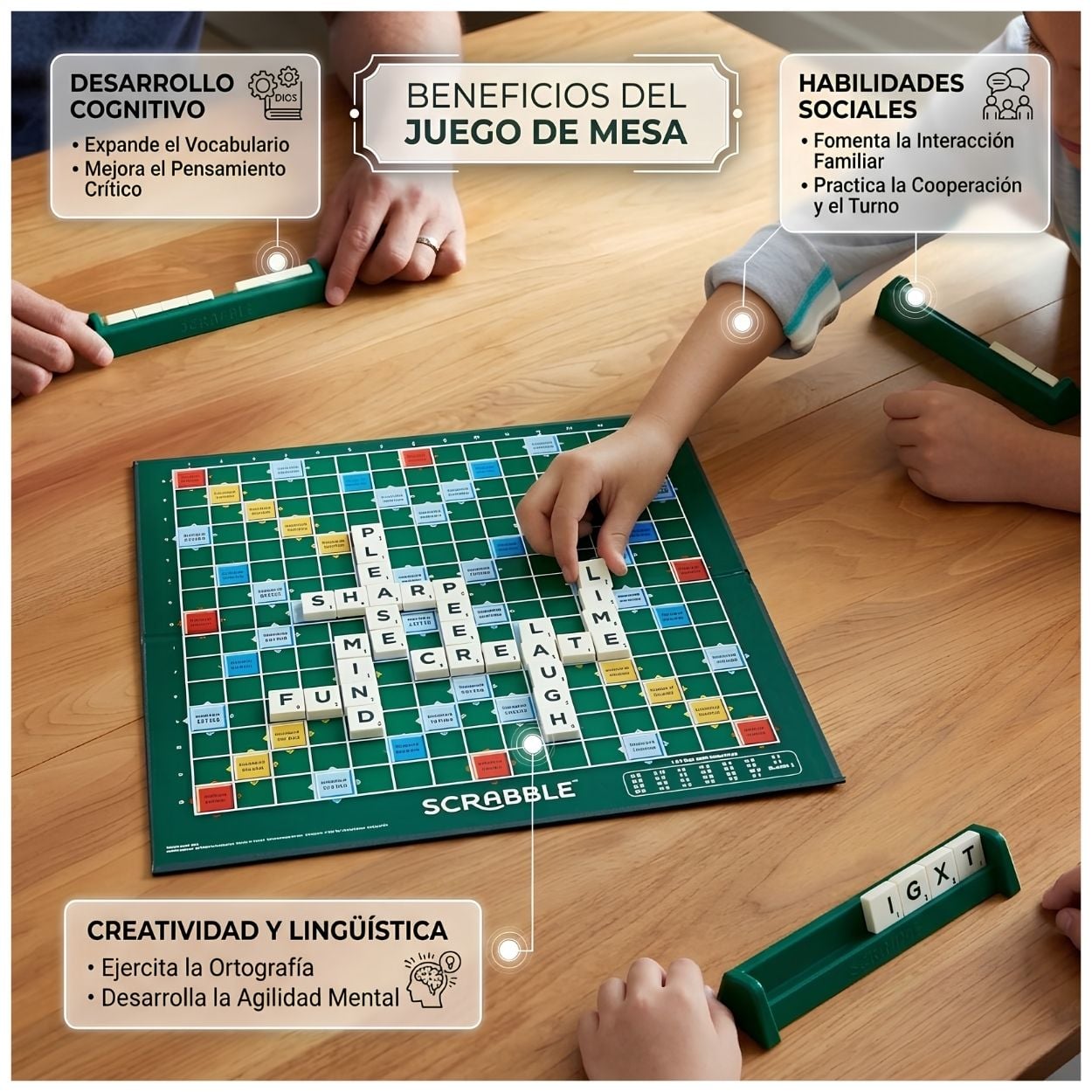 SCRABBLE JUEGO DE MESA PARA FAMILIA Y AMIGOS - 2