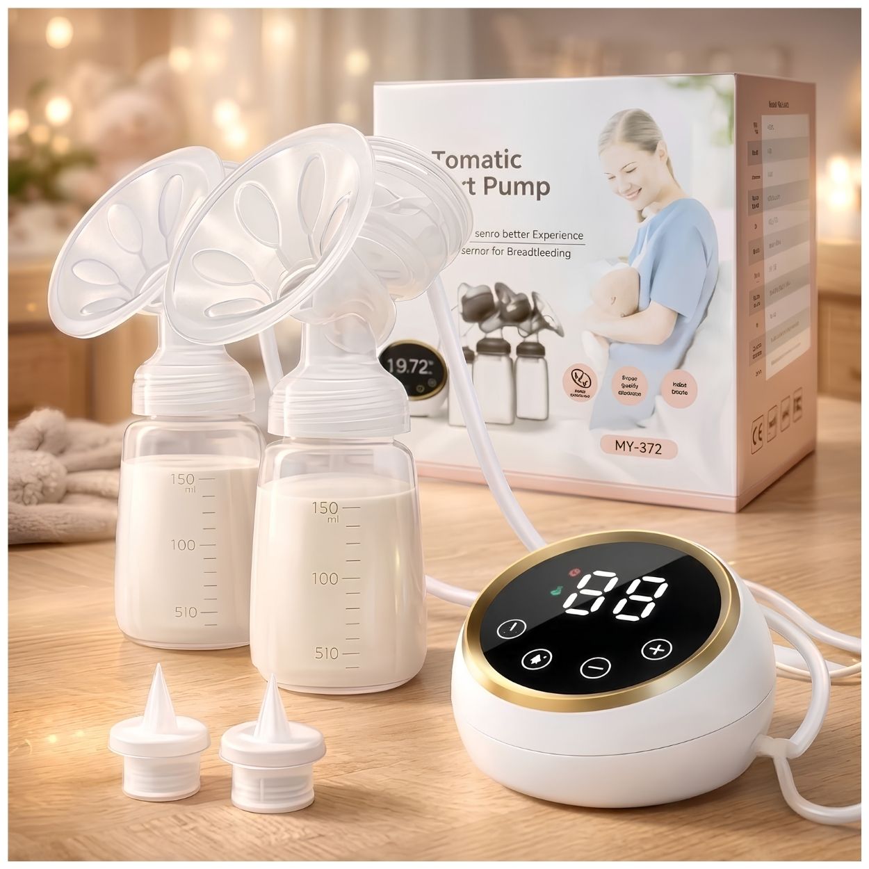 EXTRACTOR DE LECHE PORTÁTIL ELÉCTRICO DOBLE RECARGABLE USB - 9 NIVELES - 1