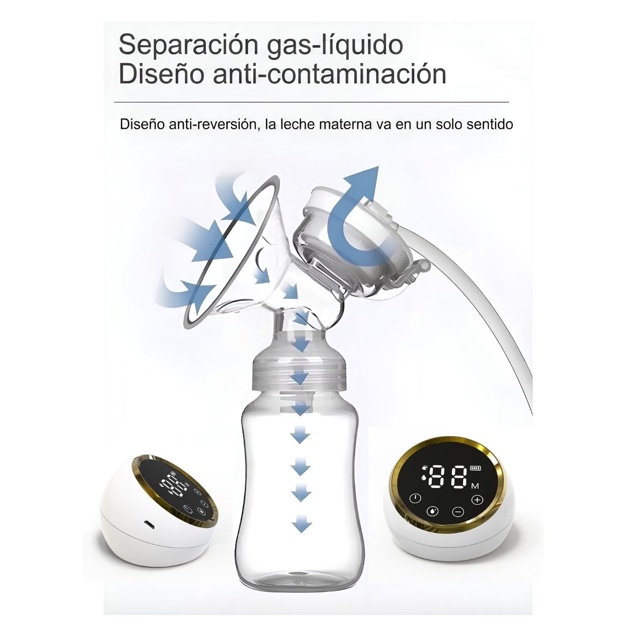 EXTRACTOR DE LECHE PORTÁTIL ELÉCTRICO DOBLE RECARGABLE USB - 9 NIVELES - 4