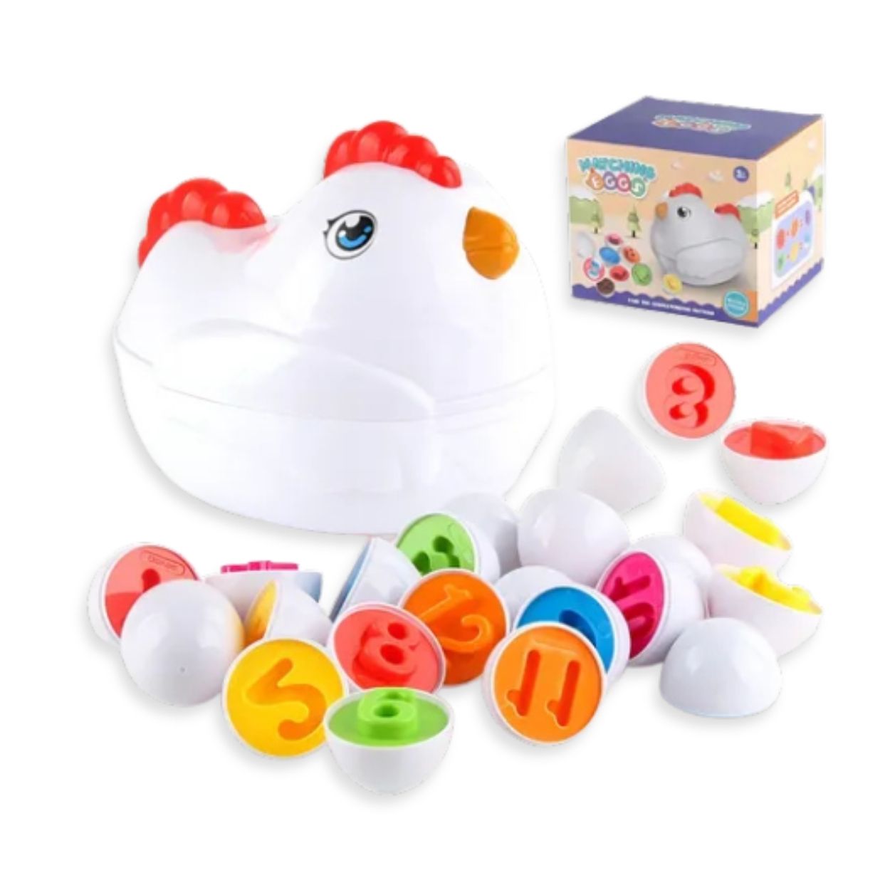 GALLINITA JUGUETE DE ENCAJE MONTESSORI HUEVOS CON NÚMEROS Y FORMAS - 1