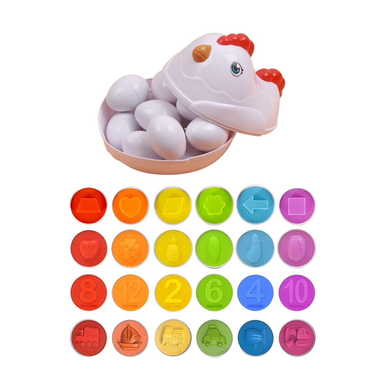 GALLINITA JUGUETE DE ENCAJE MONTESSORI HUEVOS CON NÚMEROS Y FORMAS - 3