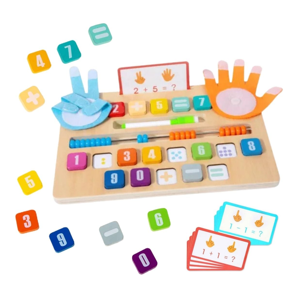 TABLERO MONTESSORI DE CONTEO MATEMÁTICO CON MANITOS Y PIZARRA MÁGICA - 1