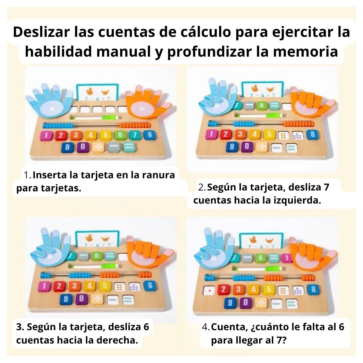 TABLERO MONTESSORI DE CONTEO MATEMÁTICO CON MANITOS Y PIZARRA MÁGICA - 4