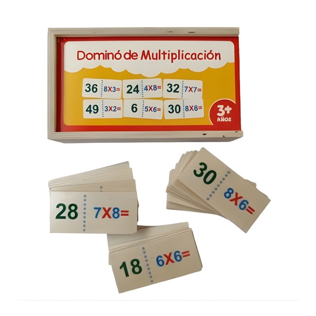 JUEGO DE MESA EDUCATIVO DOMINÓ MULTIPLICACIONES 28 PIEZAS MADERA - 1