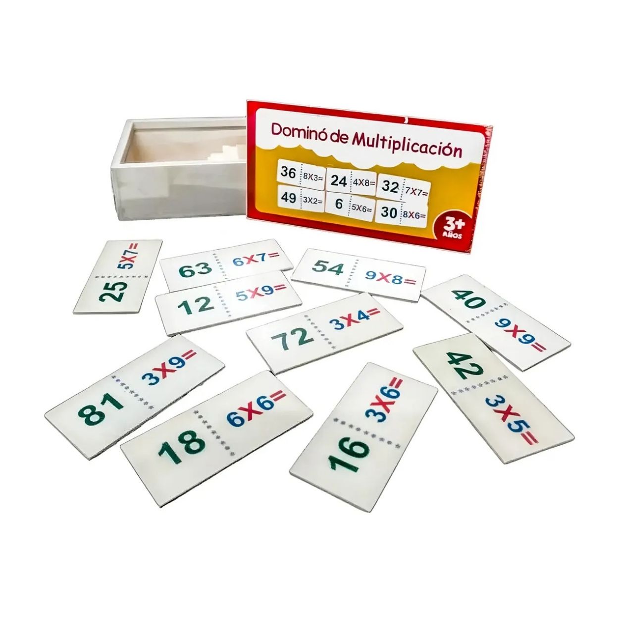 JUEGO DE MESA EDUCATIVO DOMINÓ MULTIPLICACIONES 28 PIEZAS MADERA - 2