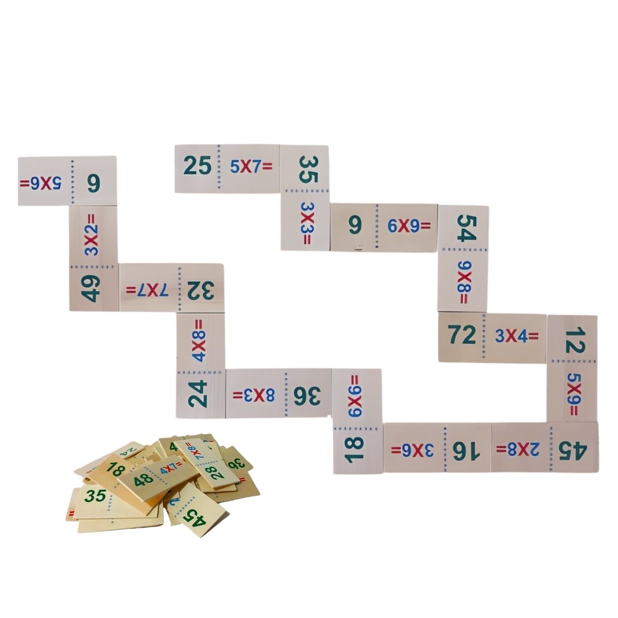 JUEGO DE MESA EDUCATIVO DOMINÓ MULTIPLICACIONES 28 PIEZAS MADERA - 3