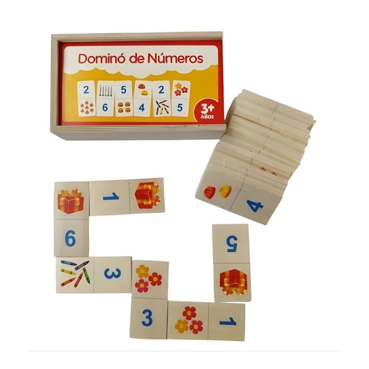 DOMINÓ DE NÚMEROS DIDÁCTICO DE MADERA - JUEGO EDUCATIVO MONTESSORI - 1