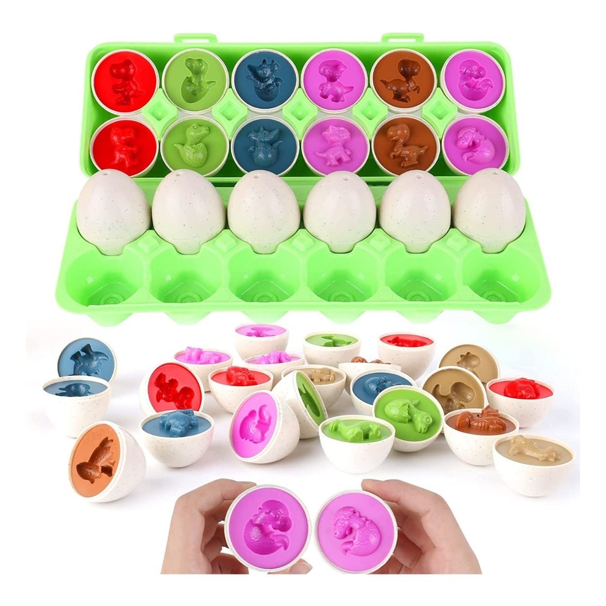 SET HUEVOS DE DINOSAURIO JUGUETE DIDÁCTICO ENCAJE Y COLOR 12 PZS - 3