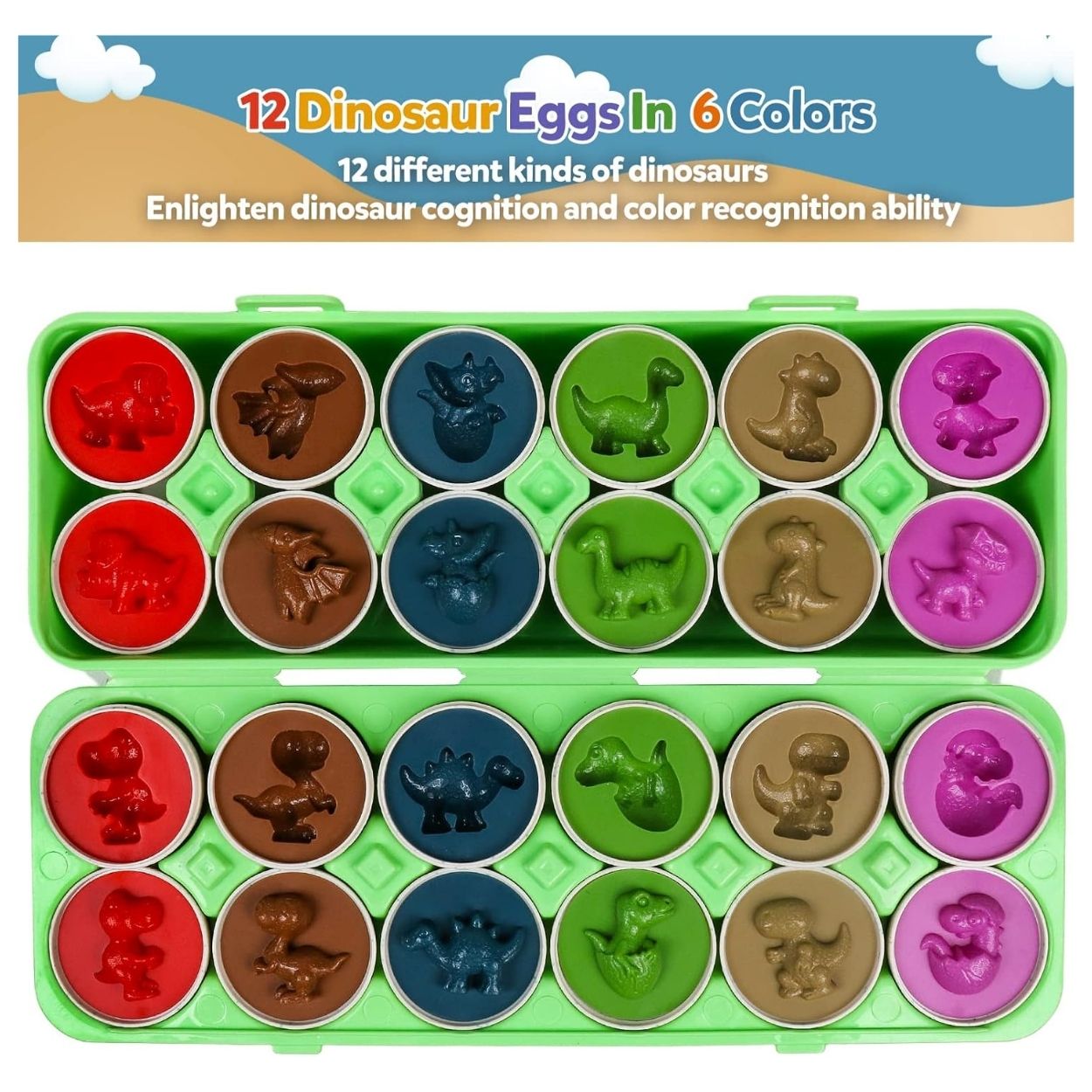 SET HUEVOS DE DINOSAURIO JUGUETE DIDÁCTICO ENCAJE Y COLOR 12 PZS - 5