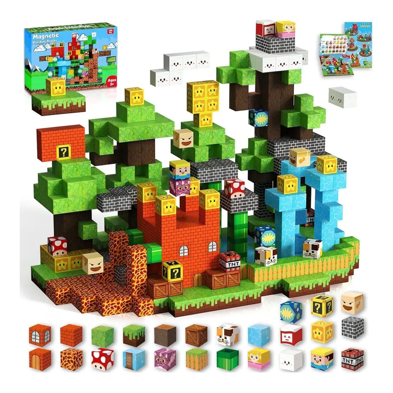 SET BLOQUES DE CONSTRUCCIÓN MAGNÉTICA 150 PZS ESTILO MARIO BROSS - 4