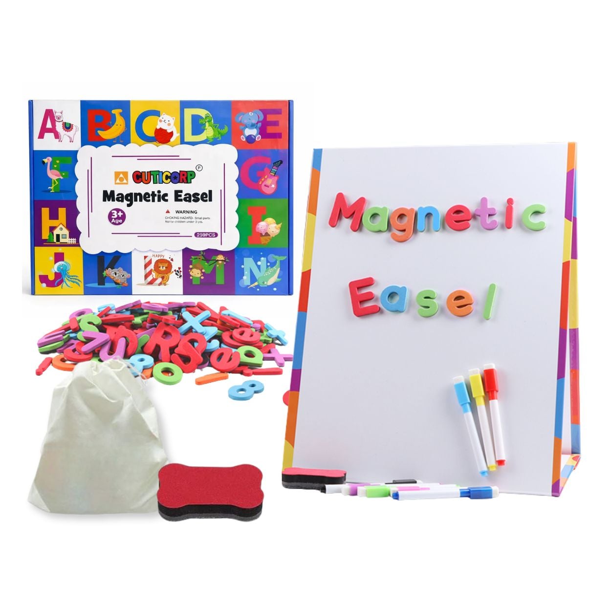 SET PIZARRA DOBLE CARA MAGNÉTICA DIDÁCTICA PARA NIÑOS + 259 LETRAS Y NÚMEROS - 1