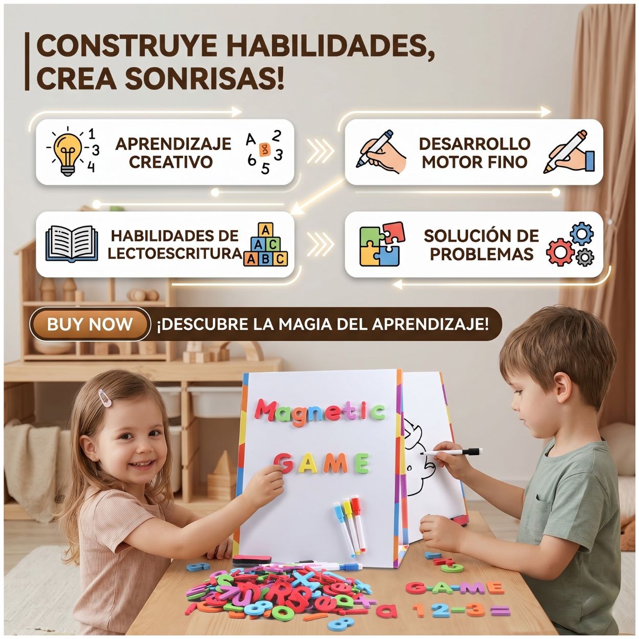 SET PIZARRA DOBLE CARA MAGNÉTICA DIDÁCTICA PARA NIÑOS + 259 LETRAS Y NÚMEROS - 3