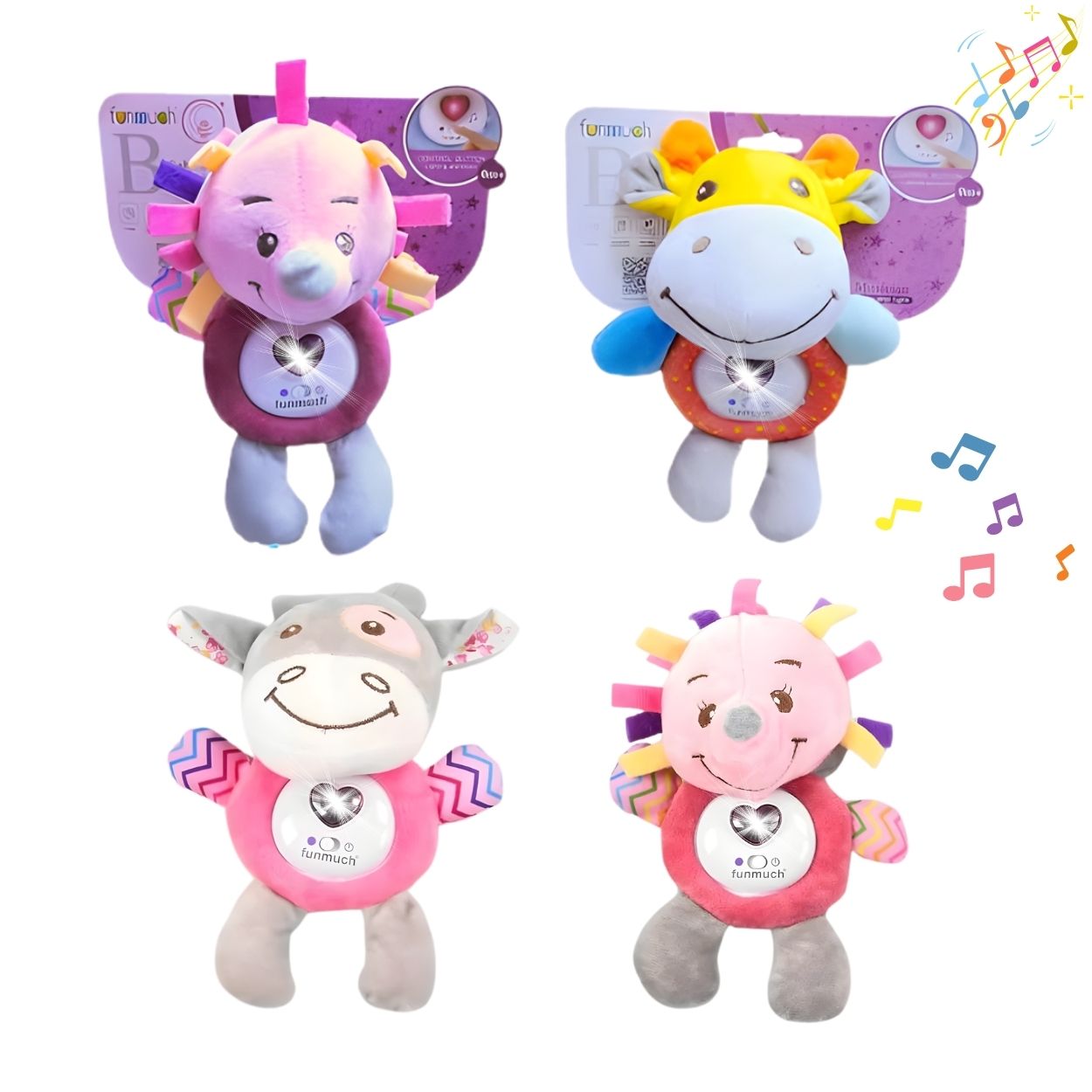 PELUCHE DE APEGO CON LUCES Y SONIDO PARA BEBÉ NIÑA - FUNMUCH AMIGO MUSICAL - 1