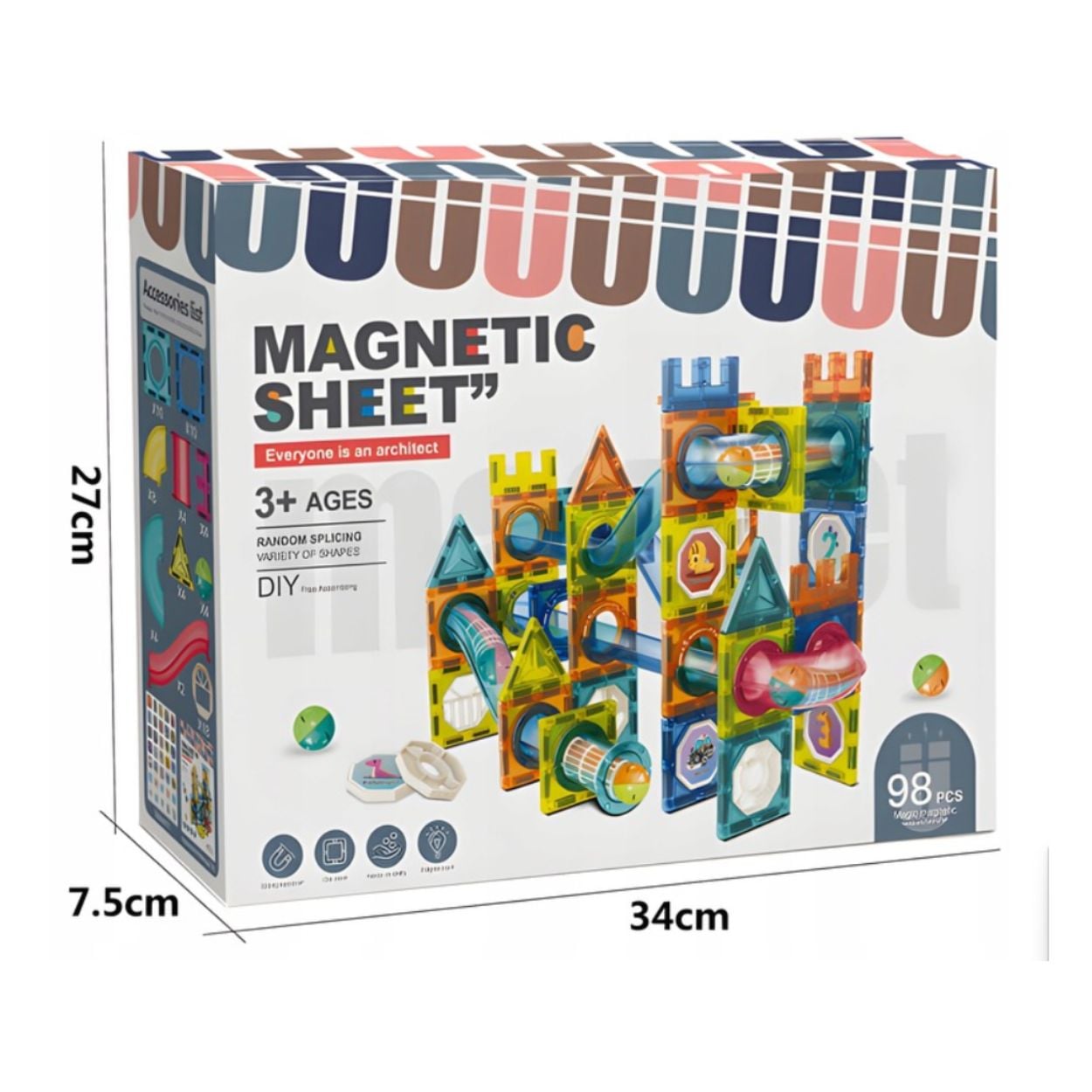JUEGO DIDÁCTICO MAGNÉTICO MONTESSORI 98 PIEZAS - CONSTRUCCIÓN Y PISTA DINÁMICA - 2